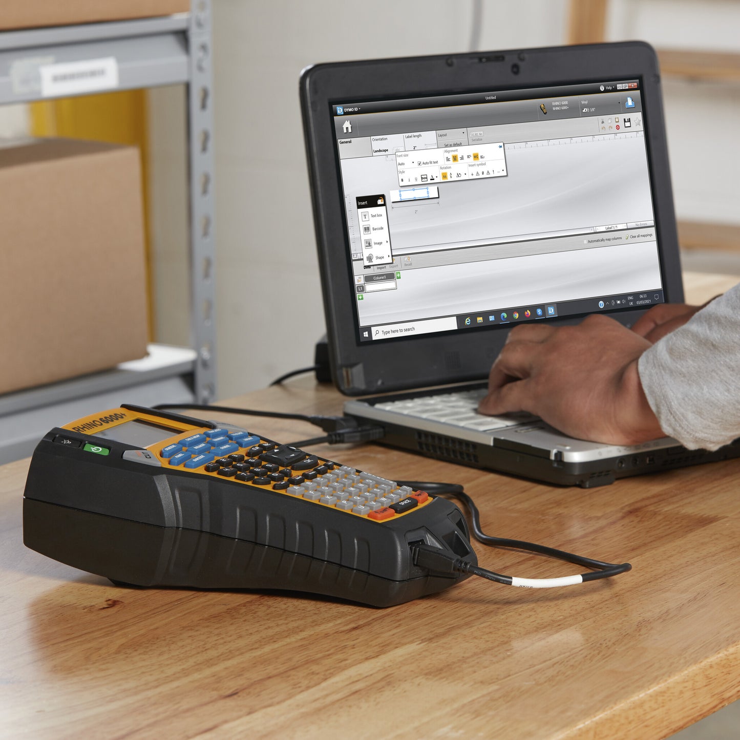 DYMO Rhino 6000+ Industrial Label Maker | Computer Connected Label Printer with Hard Carry Case | Includes 1 Vinyl Tape Cassette1 Flexible Nylon Tape Cassette and Rechargeable Lithium Ion Battery