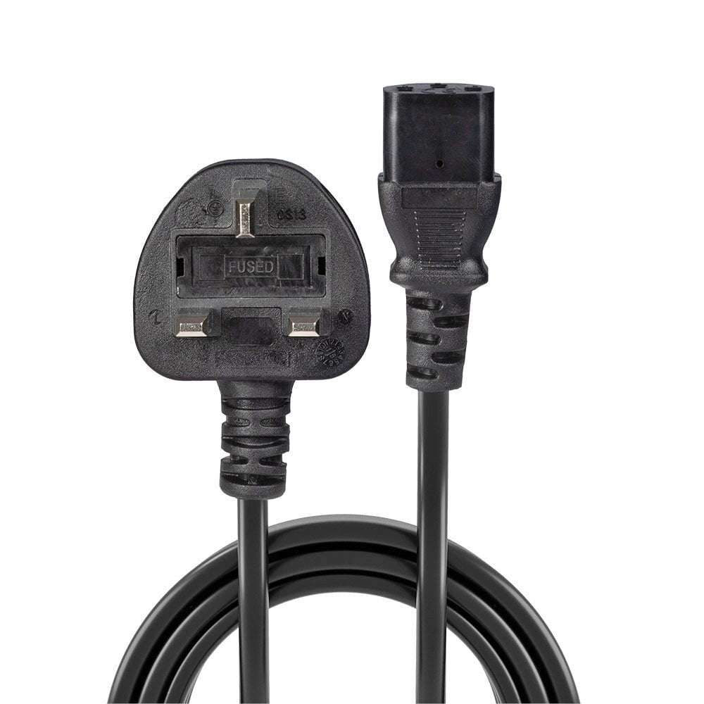 Lindy 7.5m UK 3 Pin Plug to IEC C13 mains power Cable, Black