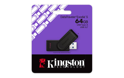Kingston Technology DataTraveler 64GB Portable USB 3.2 Gen 1 Exodia S (Black/Black)
