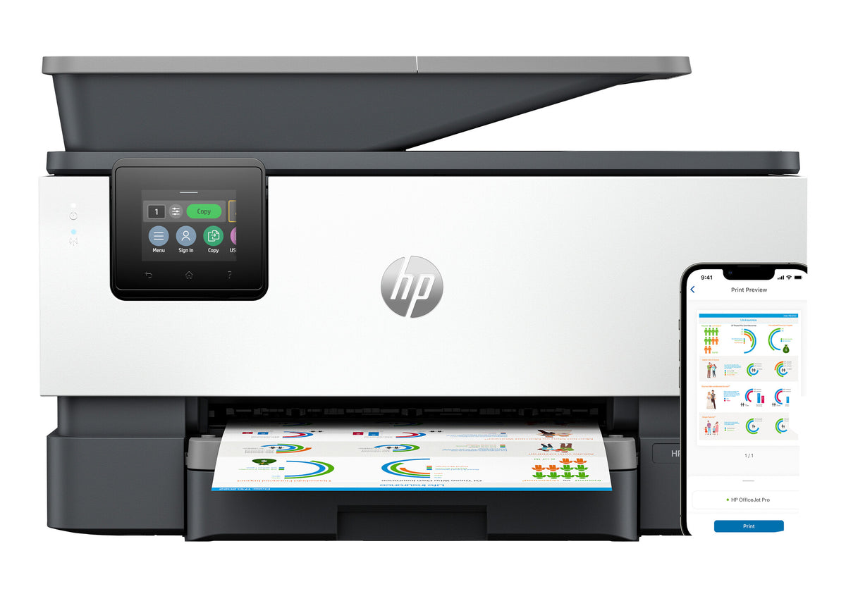 HP OfficeJet Pro 9120b Wireless All-in-One Color Printer, Two-sided printing; Copier, Scanner