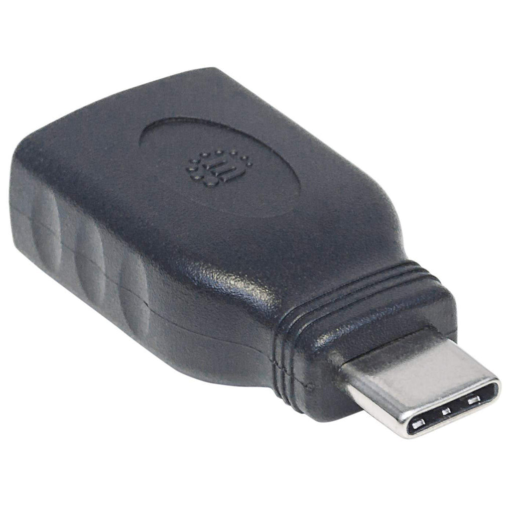 Manhattan USB-C Male to USB-A Female Adapter, USB 3.0 (aka USB 3.2 Gen 1), 5 Gbps, SuperSpeed USB, Black, Lifetime Warranty, Equivalent to USB31CAADG