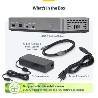 StarTech.com Dual-Monitor USB-C Docking Station, HDMI, 4K 60Hz, 100W Laptop Charging, 1GbE, Driverless, Multi-Monitor Dock For Windows