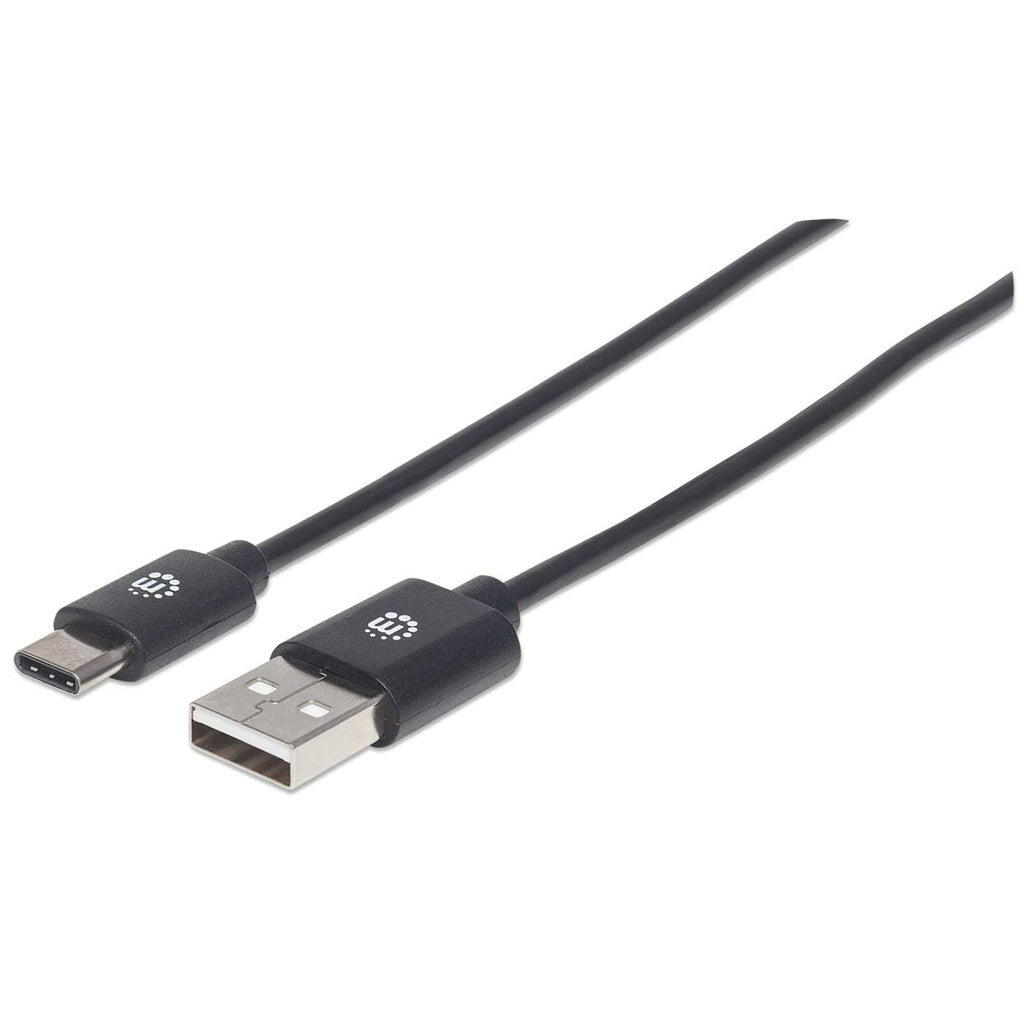 Manhattan USB-C to USB-A Cable, 2m, Male to Male, Black, 480 Mbps (USB 2.0), Hi-Speed USB, Lifetime Warranty, Equivalent to USB2AC2M