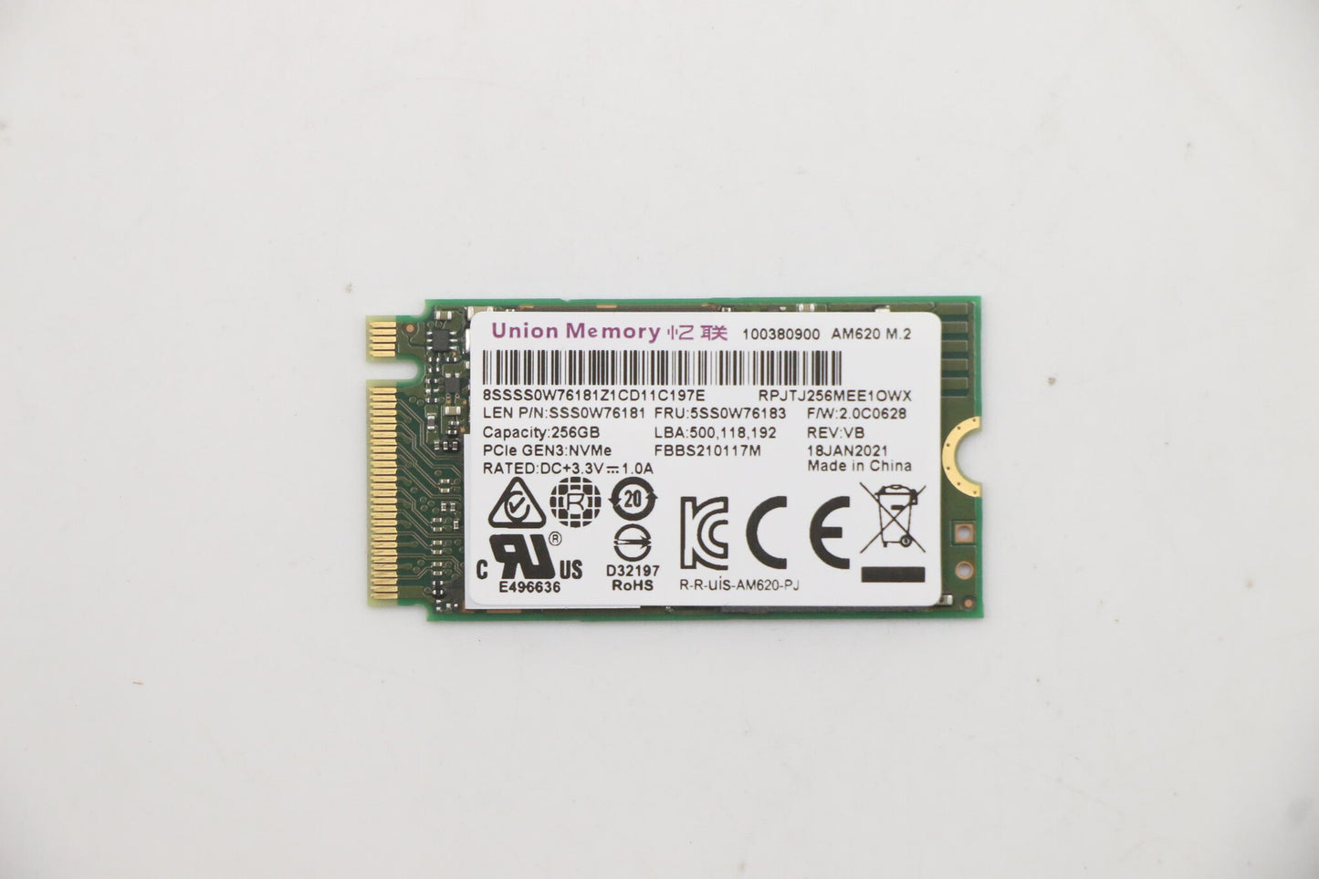 Lenovo 5SS0W76183 internal solid state drive 256 GB M.2 PCI Express 3.0 NVMe