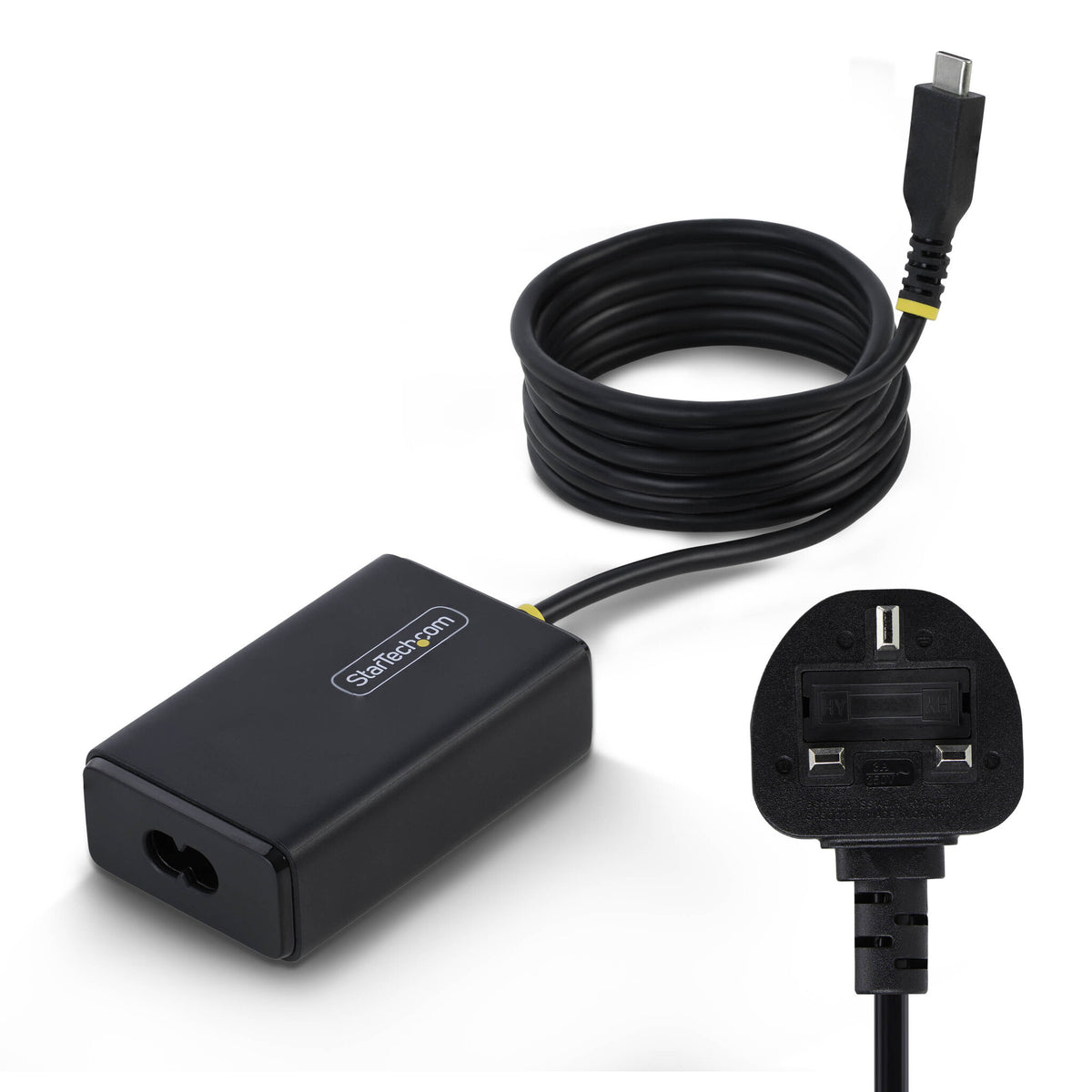StarTech.com 65W USB-C Laptop Charger, 1.5m Tethered USB-C Cable, Power Adapter Brick for Dell, XPS, HP ProBook, MacBook Pro, Microsoft Surface Pro