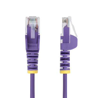 StarTech.com 25cm Purple Slim CAT6 Ethernet Cable, Snagless, 100W PoE, UTP, LSZH, 28AWG Pure Bare Copper Wire, Slim RJ45 Network Patch Cord w/Strain Reliefs, Individually Tested