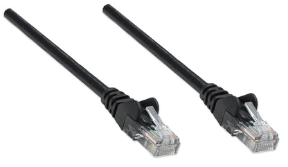 Intellinet Network Patch Cable, Cat5e, 0.25m, Black, CCA, U/UTP, PVC, RJ45, Gold Plated Contacts, Snagless, Booted, Lifetime Warranty