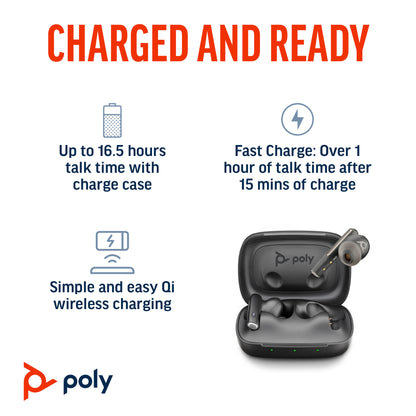HP Poly Voyager Free 60 UC M Carbon Black Earbuds +BT700 USB-C Adapter +Basic Charge Case