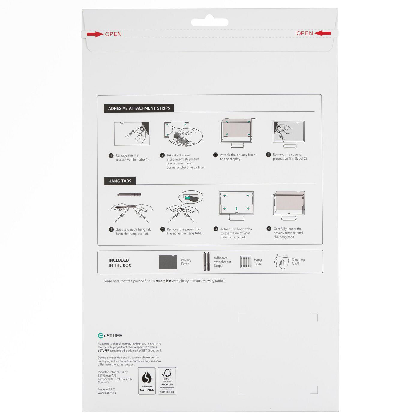 eSTUFF GLBE14307200 display privacy filter 35.6 cm (14") Laptop Frameless display privacy filter