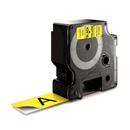 DYMO Authentic D1 Labels | 24mm x 7m Roll | Black Print on Yellow | Self-Adhesive Labels for LabelManager Label Printers