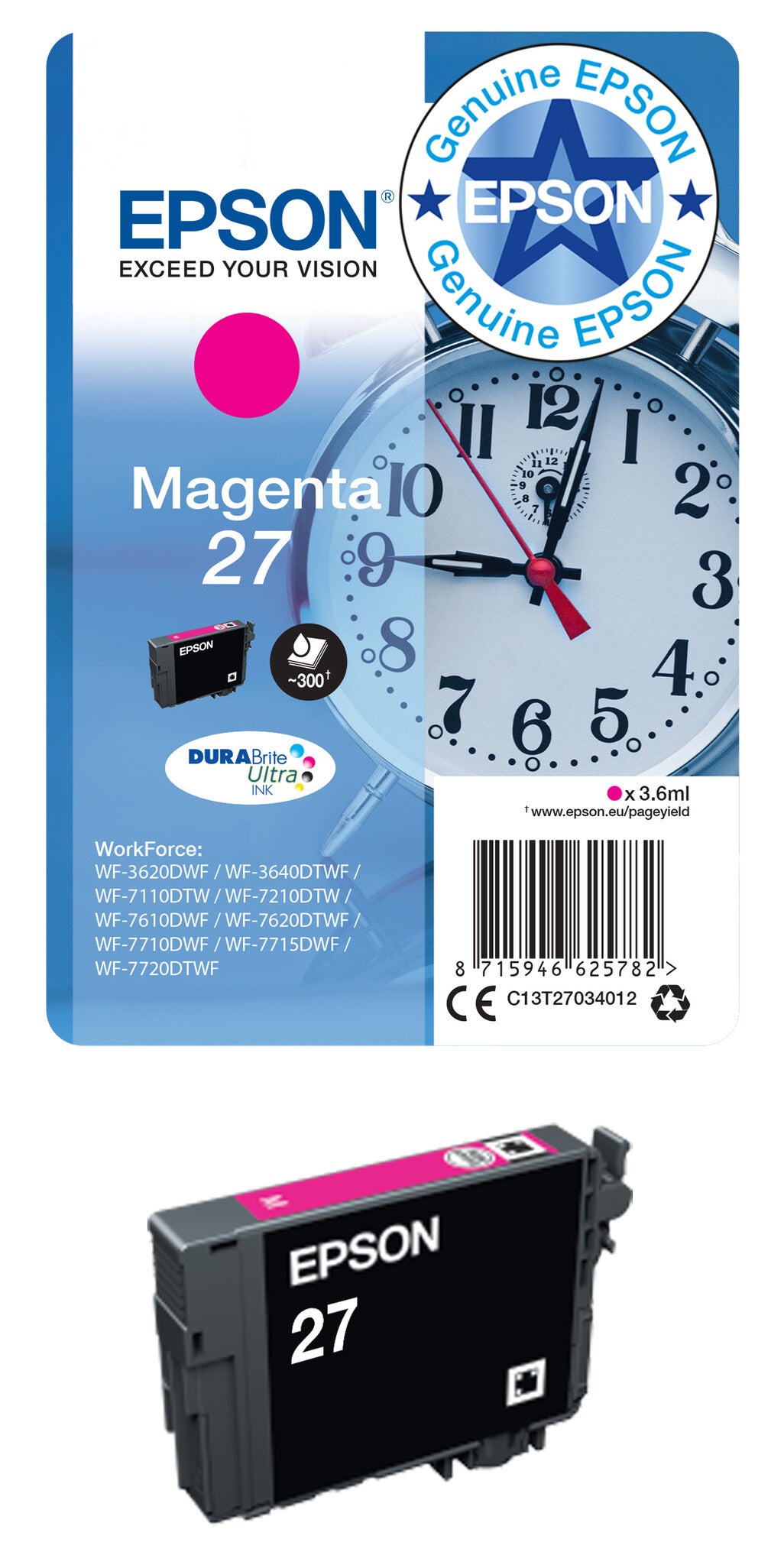 Epson Alarm clock Multipack 3-colour 27 DURABrite Ultra Ink