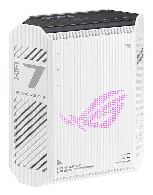 ASUS GS-BE7200 wireless router, Wi-Fi 7 (802.11be), Dual-band (2.4 GHz / 5 GHz), 2.5 Gigabit Ethernet, white and black