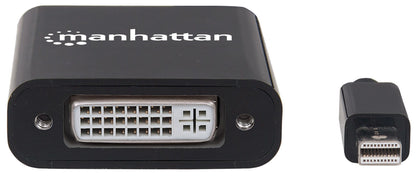 Manhattan Active Mini DisplayPort 1.2a to DVI-I Adapter, 4K@30Hz, 19.5cm, Male to Female, DVI-I Dual-Link Socket, Compatible with DVI-D, Black, Three Year Warranty