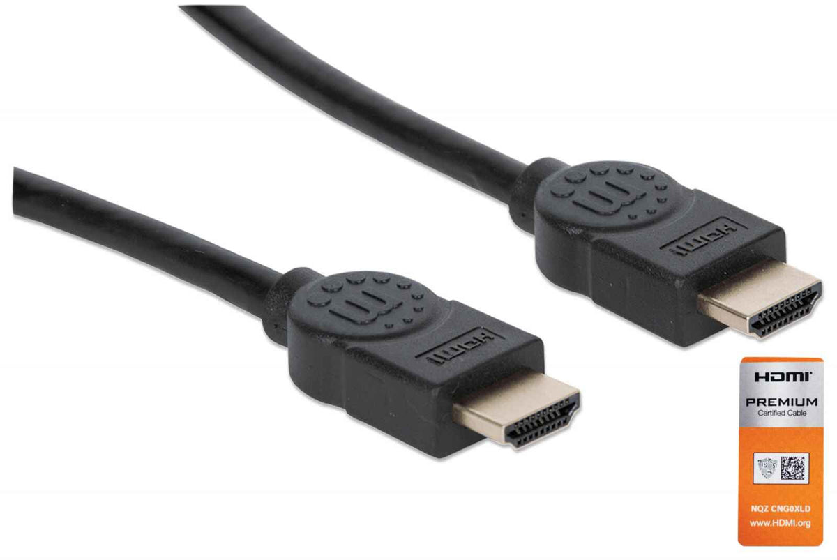 Manhattan Certified Premium HDMI 4K@60Hz Cable with Ethernet, 1.8m, Suitable for ALL 4K & 1080p/HD Uses - When Upgrading Now or Have It Ready for When You Need It, Black, High Speed, Lifetime Warranty, Same 4K@60Hz Performance as HDMM2MP (2m)