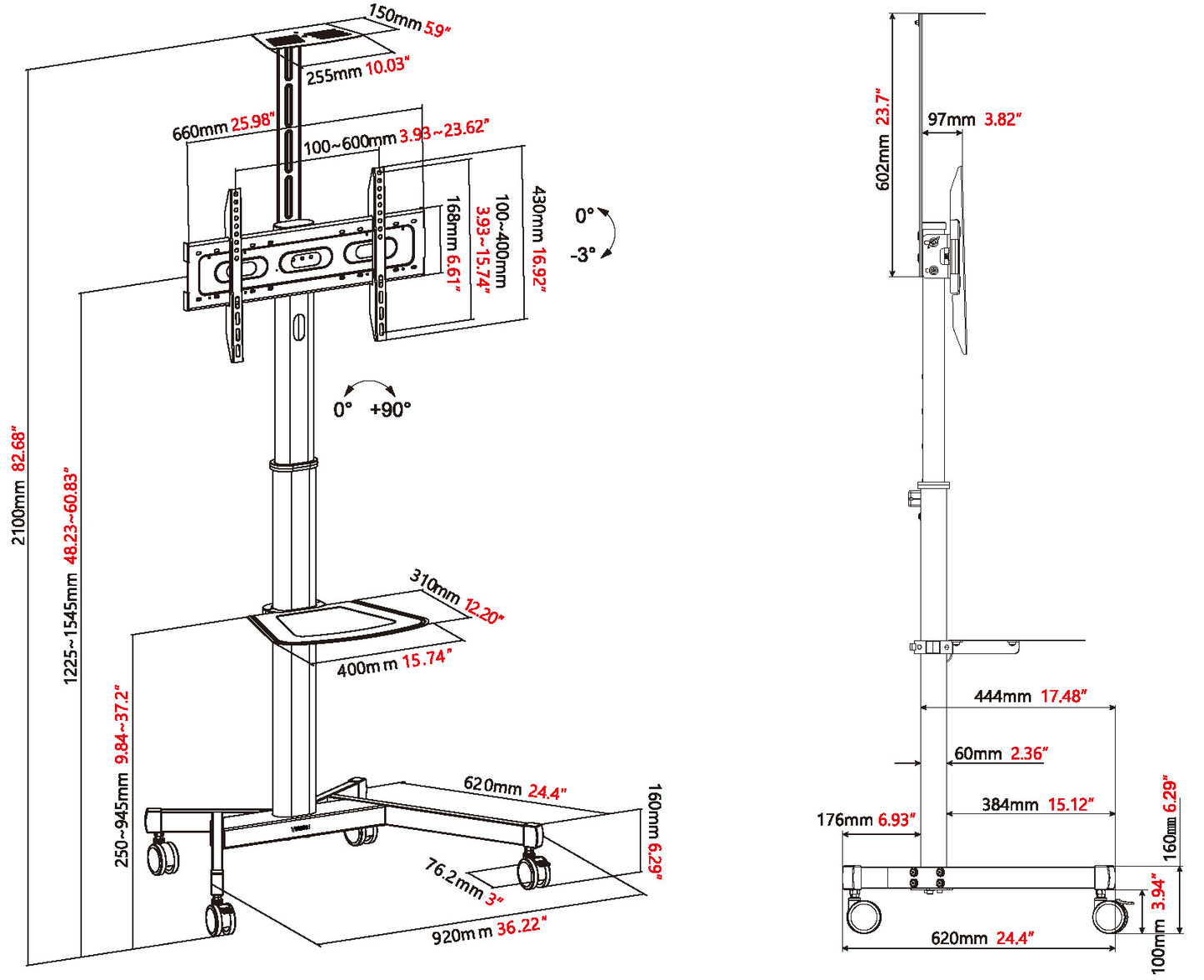 Vision VFM-F19 TV mount/stand 2.03 m (80") Black