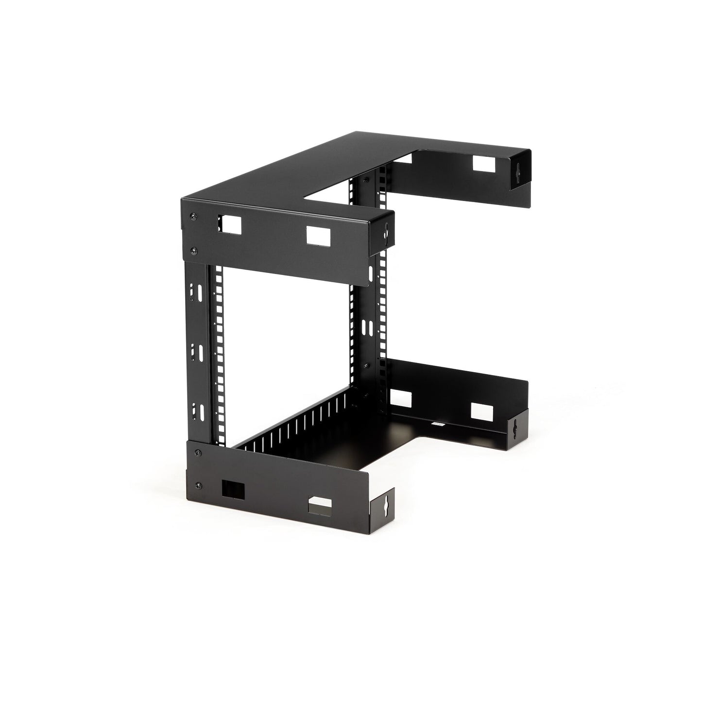 StarTech.com 8U 19" Wall Mount Network Rack - 12" Deep 2 Post Open Frame Server Room Rack for Data/AV/IT/Computer Equipment/Patch Panel with Cage Nuts & Screws 135lb Capacity, Black (RK812WALLO)