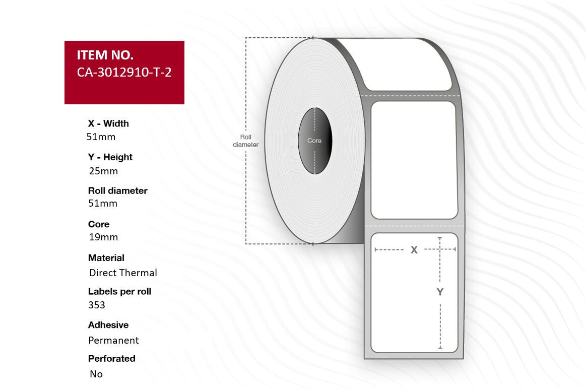 Capture CA-3012910-T-2 printer label White