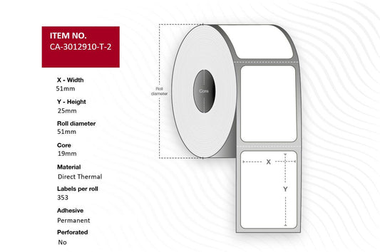 Capture CA-3012910-T-2 printer label White