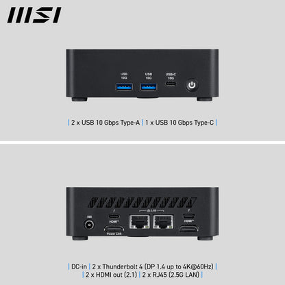 MSI Cubi NUC AI 1UMG Intel Core Ultra 5 125H ( 14th Gen - Core Ultra Series 1 ) , Barebone, NUC, SFF, Mini Computer, HTPC, (NO RAM, NO Storage, NO OS), Intel Graphics/DDR5/Dual ThunderBolt 4/Dual HDMI/Dual LAN/WiFi 6E/BT 5.3/VESA - NUC AI 1UMG I5 125H BB