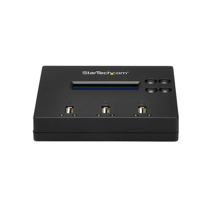 StarTech.com Standalone 1 to 2 USB Thumb Drive Duplicator and Eraser, Multiple USB Flash Drive Copier, System and File and Whole-Drive Copy at 1.5 GB/min, Single and 3-Pass Erase, LCD Display - TAA