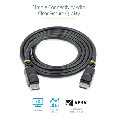 StarTech.com 1m (3ft) DisplayPort 1.2 Cable - 4K x 2K Ultra HD VESA Certified DisplayPort Cable - DP to DP Cable for Monitor - DP Video/Display Cord - Latching DP Connectors