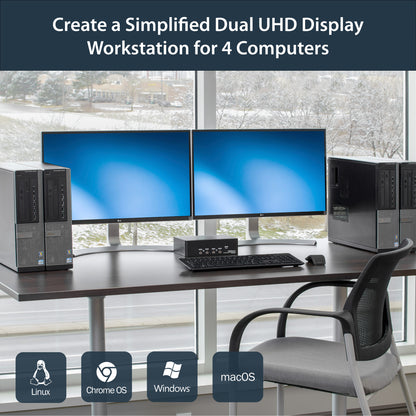 StarTech.com 4-Port Dual DisplayPort KVM Switch - 4K 60Hz