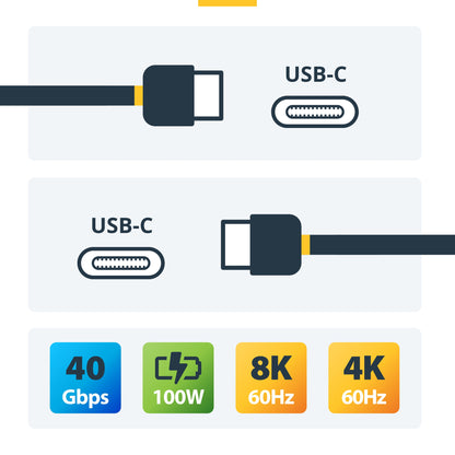 StarTech.com 6.6ft (2m) Active Thunderbolt 4 Cable, 40Gbps, 100W Power Delivery, 4K/8K Video, Intel-Certified Thunderbolt Cable - Compatible w/ USB4/Thunderbolt 4/ USB 3.2/ USB Type-C/DisplayPort/Thunderbolt 3