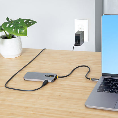 StarTech.com USB C Multiport Adapter, 4K 60Hz HDMI Video, 3 Port 5Gbps USB Hub, 100W Power Delivery Pass-Through, GbE, 12"/30cm Cable, Mini Travel Dock, Laptop Docking Station