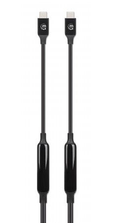 Manhattan Active USB-C to USB-C Cable, 5m, USB 3.2 Gen 2 (formerly USB 3.1 Gen 2), 10 Gbps, 3A/60W Fast Charging, SuperSpeed+ USB, DisplayPort Alt Mode Video up to 8K@60Hz, Black, Three Year Warranty