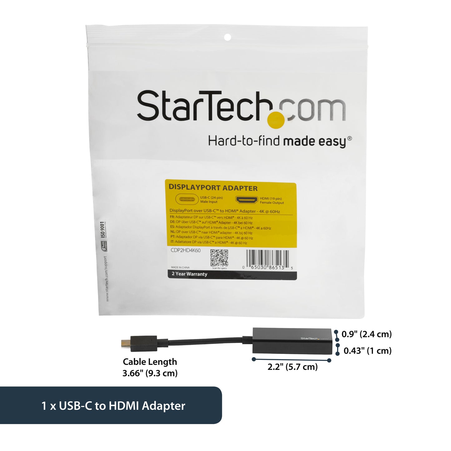StarTech.com USB-C to HDMI Adapter - 4K 60Hz