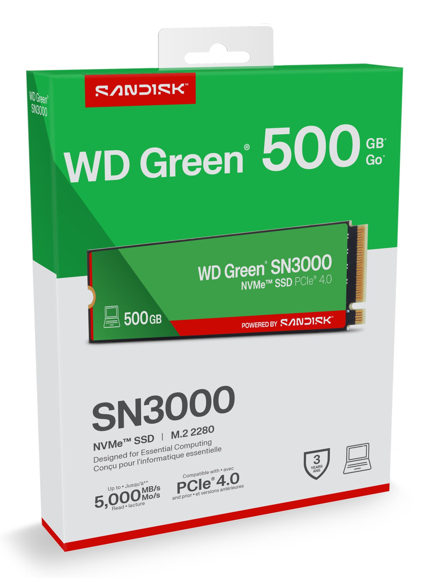 SanDisk Green WD ™ SN3000 NVMe™ SSD POWERED BY 500 GB