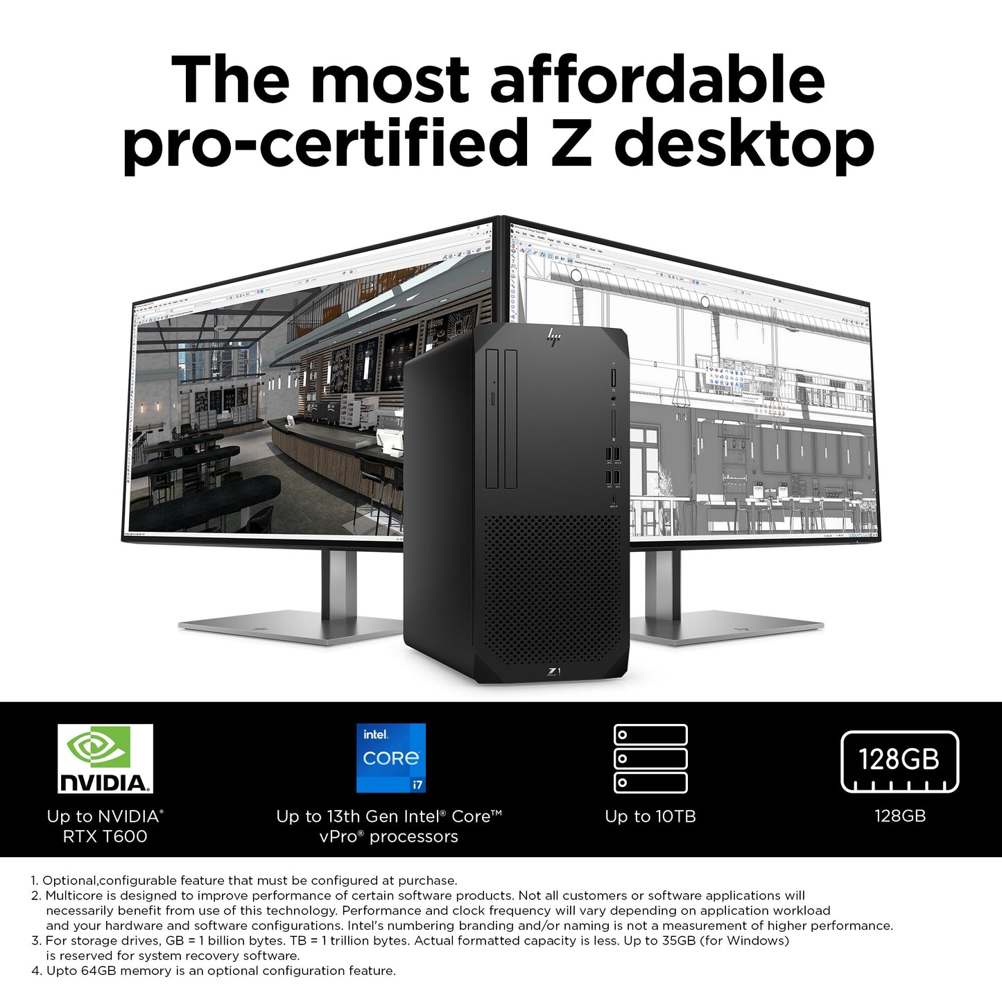 HP Z1 G9 Intel® Core™ i9 i9-14900 32 GB DDR5-SDRAM 1 TB SSD NVIDIA GeForce RTX 4060 Windows 11 Pro Tower Workstation Black