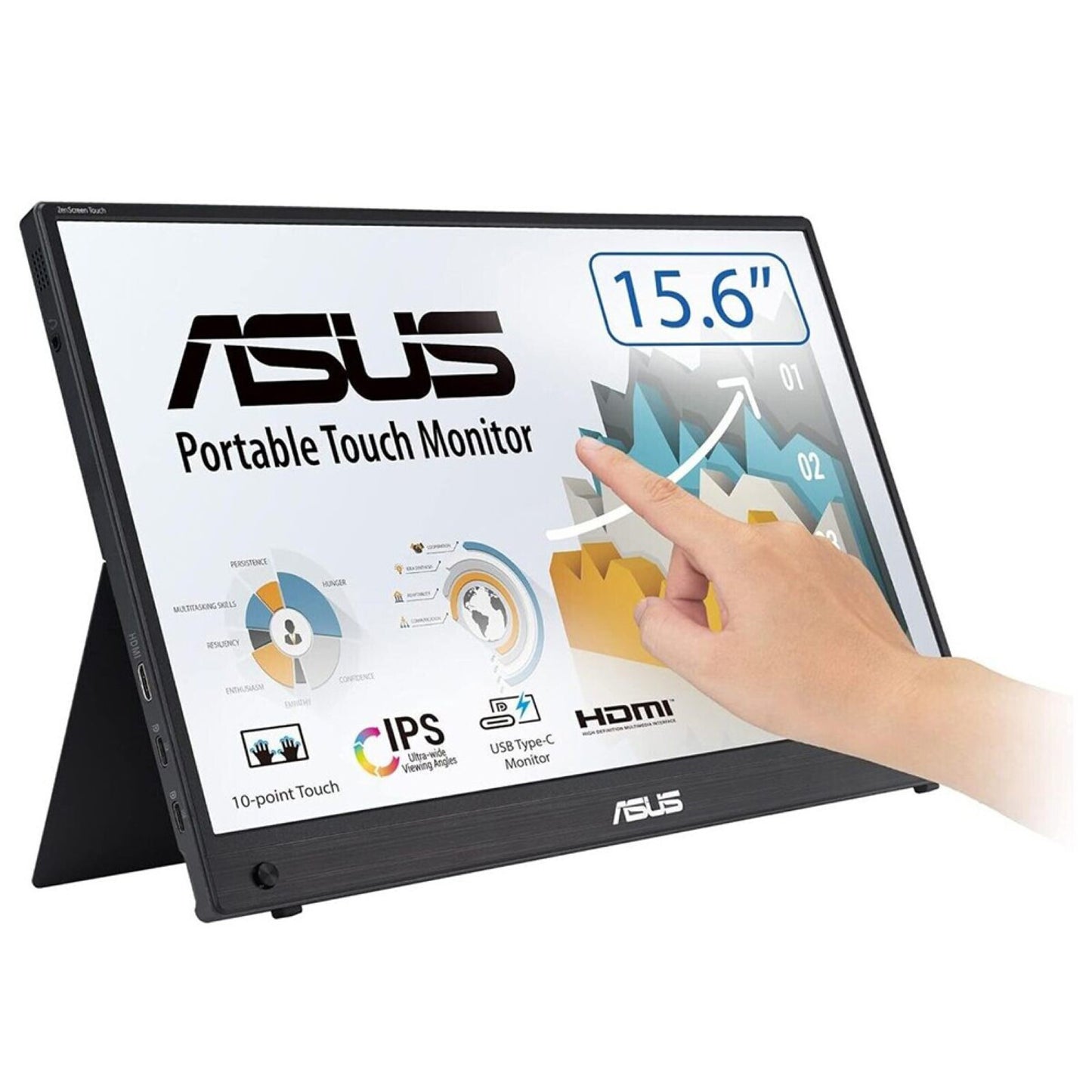 ASUS ZenScreen MB16AHT computer monitor 39.6 cm (15.6") 1920 x 1080 pixels Full HD Touchscreen Black