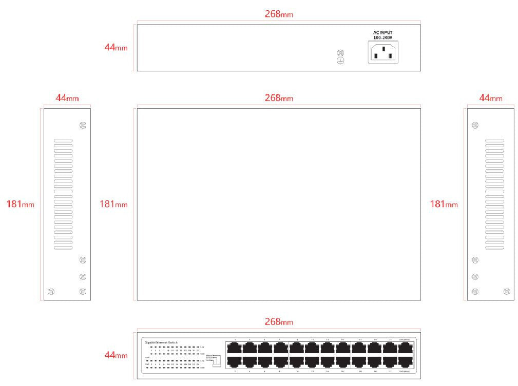 Lanview LVN-1U-24PORT-1G network switch Unmanaged Gigabit Ethernet (10/100/1000)