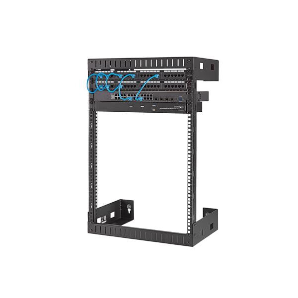 StarTech.com 15U 19" Wall Mount Network Rack - 12" Deep 2 Post Open Frame Server Room Rack for Data/AV/IT/Computer Equipment/Patch Panel with Cage Nuts & Screws 200lb Capacity, Black