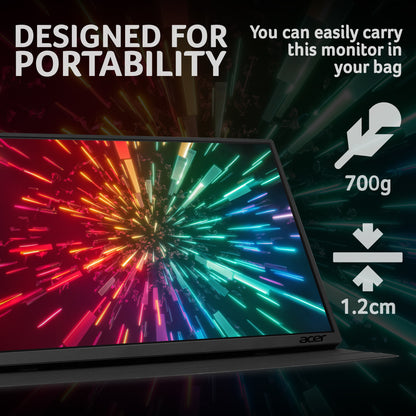 Acer PM161QT portable monitor - 15.6", Full HD (1920x1080), IPS, 60Hz, 6ms, AdaptiveSync, black
