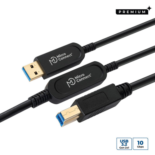 Microconnect MC-USB3.0AB20OP USB cable USB 3.2 Gen 2 (3.1 Gen 2) 20 m USB A USB B Black