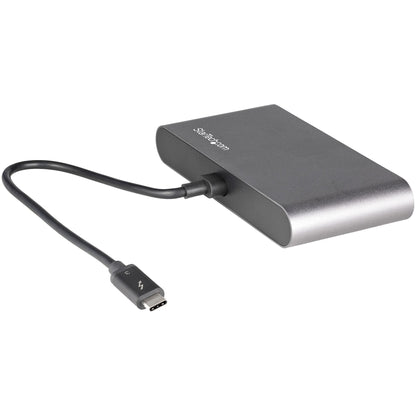 StarTech.com Dual-Monitor Thunderbolt Mini Dock, 4K 60Hz DisplayPort, Driverless Hub for Windows & Mac, Gigabit Ethernet, 1x USB-A (USB 5Gbps), 11in (28cm) Cable