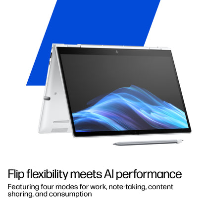 HP EliteBook 8 Flip G1i 13 inch Notebook AI PC Intel Core Ultra 7 255U Hybrid (2-in-1) 33.8 cm (13.3") Touchscreen WUXGA 16 GB LPDDR5x-SDRAM 512 GB SSD Wi-Fi 6E (802.11ax) Windows 11 Pro Silver