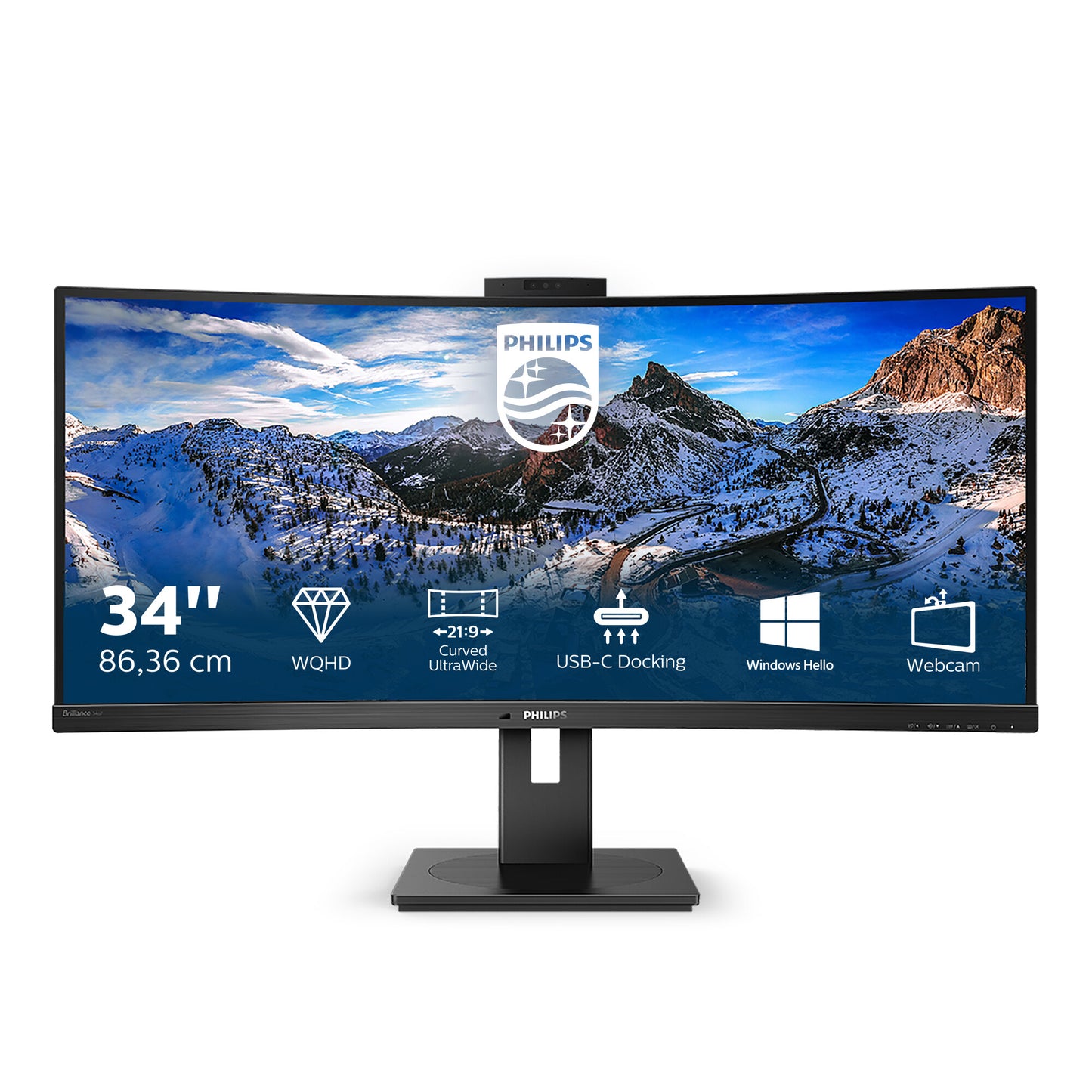 Philips P Line 346P1CRH/00 computer monitor 86.4 cm (34") 3440 x 1440 pixels UltraWide Quad HD LED Black