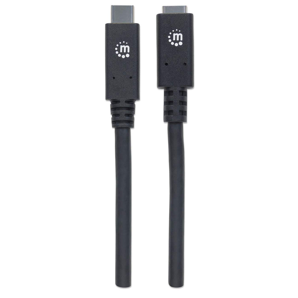 Manhattan USB-C to USB-C Extension Cable, 50cm, Male to Female, 10 Gbps (USB 3.2 Gen2 aka USB 3.1), 5A (super fast charging), SuperSpeed+ USB, Black, Lifetime Warranty, Polybag