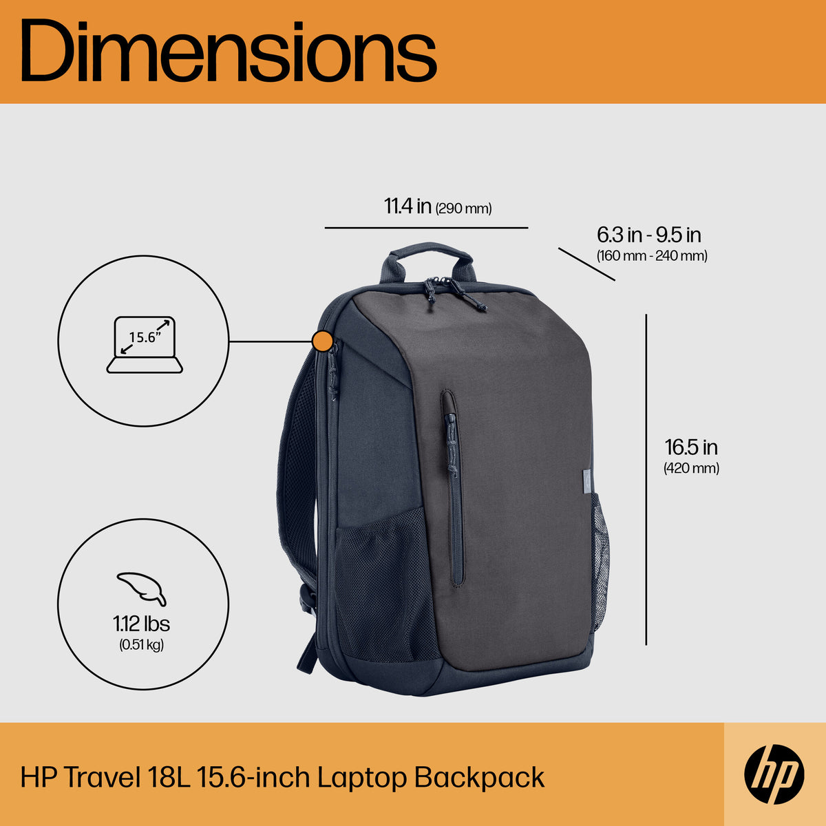 HP Travel 18 Liter 15.6 Iron Grey Laptop Backpack