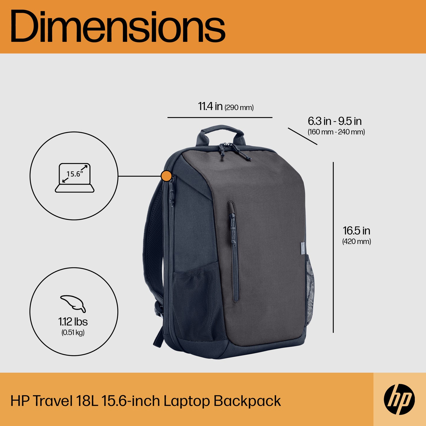 HP Travel 18 Liter 15.6 Iron Grey Laptop Backpack