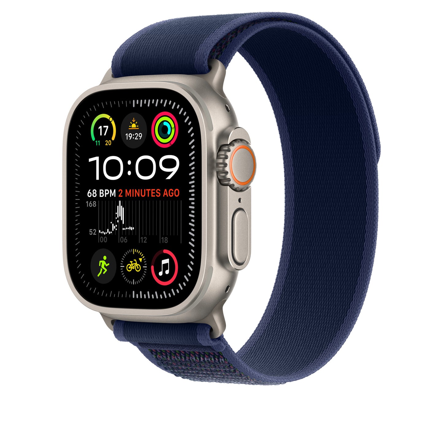 Apple 49mm Blue Trail Loop - M/L - Natural Titanium Finish