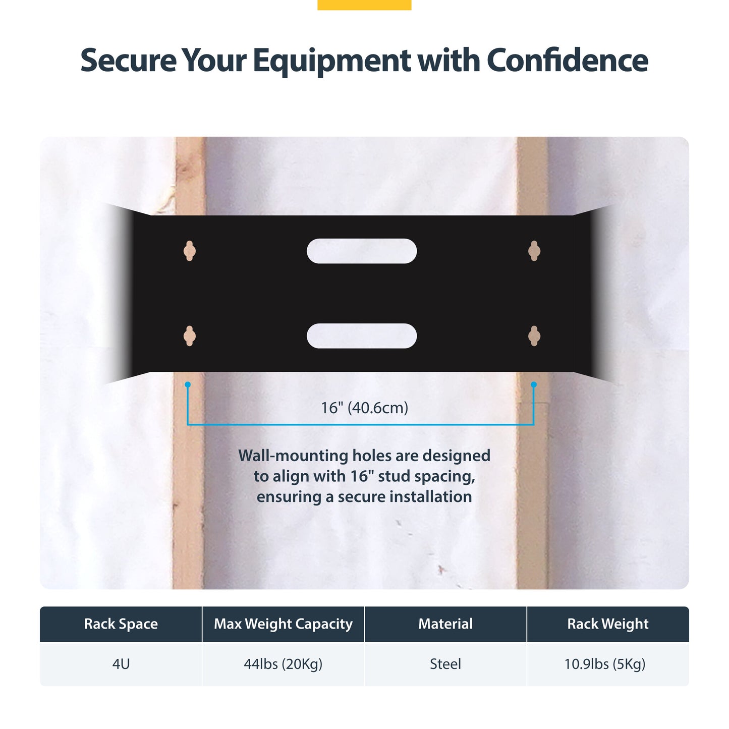StarTech.com 4U Wall Mount Network Rack - 14 Inch Deep (Low Profile) - 19" Patch Panel Bracket for Shallow Server and IT Equipment, Network Switches - 44lbs/20kg Weight Capacity, Black