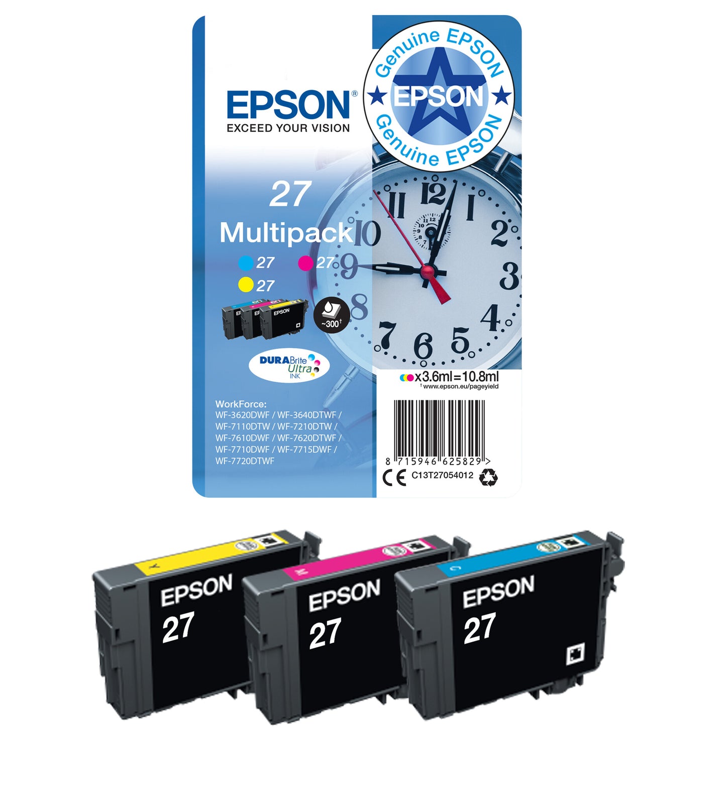 Epson Alarm clock Multipack 3-colour 27 DURABrite Ultra Ink