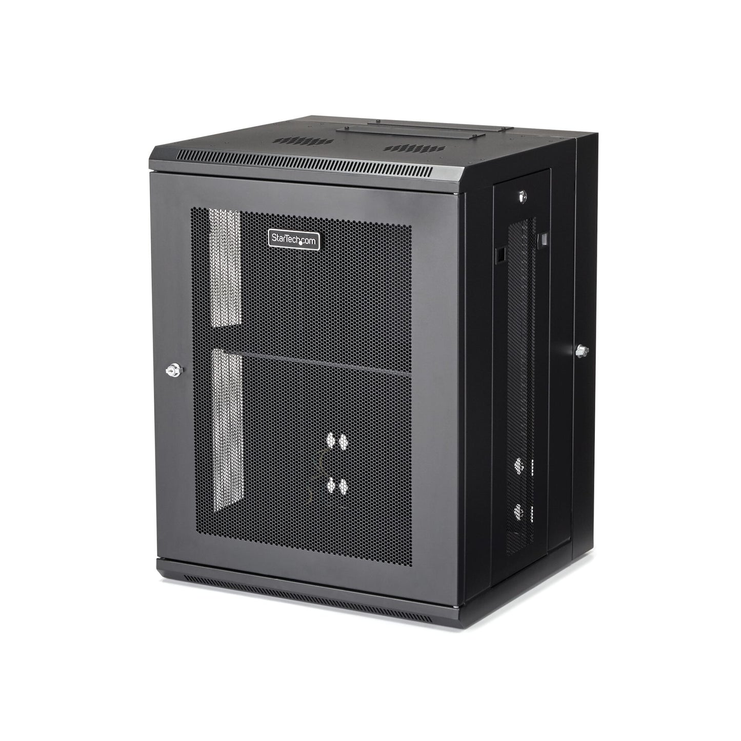 StarTech.com 4-Post 15U Wall Mount Network Cabinet with 1U Shelf, 19" Hinged Wall-Mounted Server Rack for Data / AV / Electronics / Computer Equipment, Flexible Vented Rack Enclosure