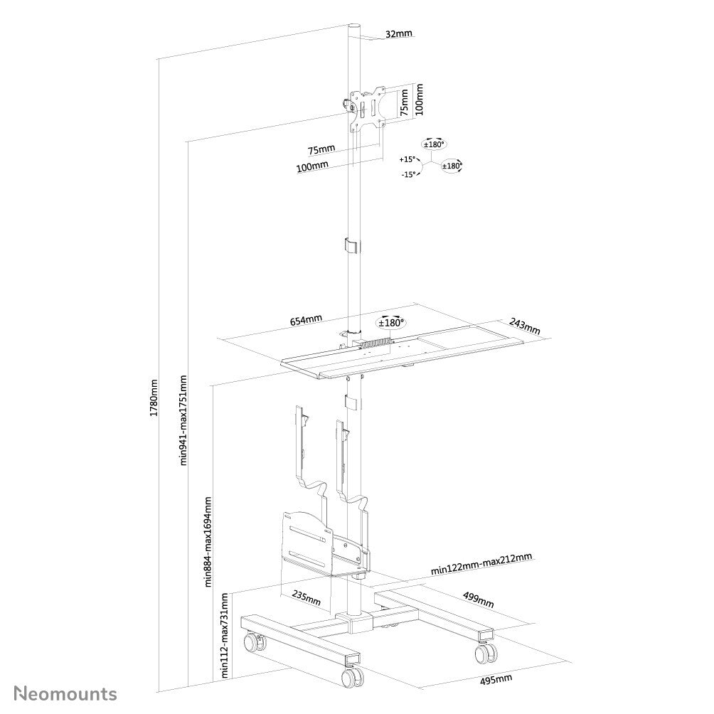 Neomounts mobile work station