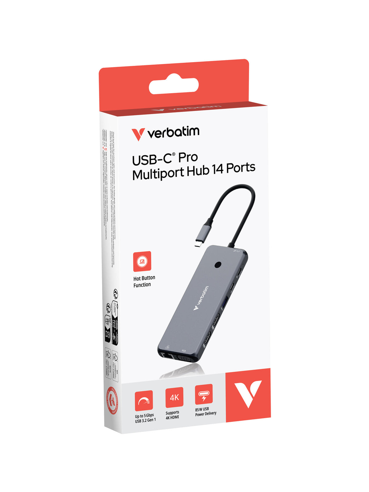 Verbatim CMH-14 USB Type-C 5000 Mbit/s Silver