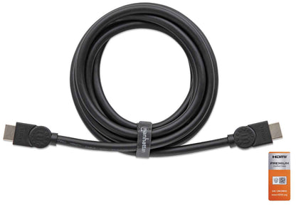 Manhattan Certified Premium HDMI 4K@60Hz Cable with Ethernet, 1.8m, Suitable for ALL 4K & 1080p/HD Uses - When Upgrading Now or Have It Ready for When You Need It, Black, High Speed, Lifetime Warranty, Same 4K@60Hz Performance as HDMM2MP (2m)